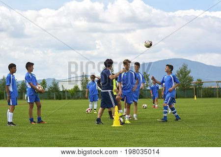 Ghimbav, Brasov, Romania - Agust 3: Soccer Football Training Camp For Kids, Children At Forex Ghimba