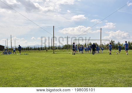 Ghimbav, Brasov, Romania - Agust 3: Soccer Football Training Camp For Kids, Children At Forex Ghimba