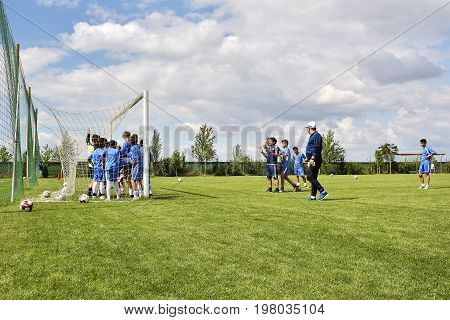 Ghimbav, Brasov, Romania - Agust 3: Soccer Football Training Camp For Kids, Children At Forex Ghimba