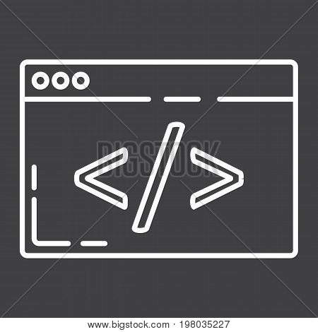 Custom coding line icon, seo and development, browser programming sign vector graphics, a linear pattern on a black background, eps 10.