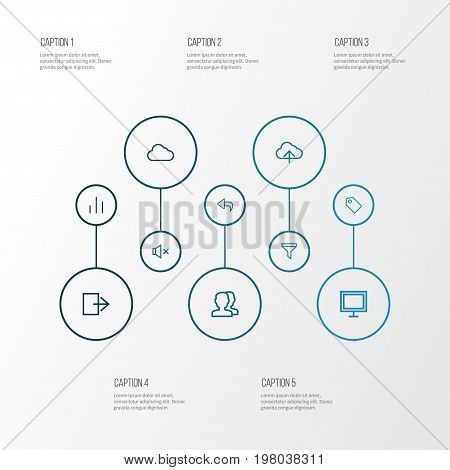 User Outline Icons Set. Collection Of Log Out, Mute, Tag And Other Elements