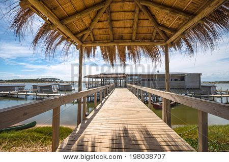 Jose Ignacio Uruguay March 08 2016 - Floating bungalows on Uruguayan eco-lake Garzon emptied for the winter