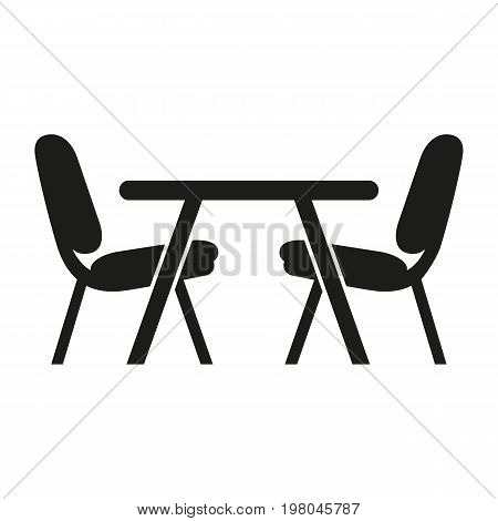 Icon of dinette place. Table, chairs, food and drink establishment. Kitchen concept. Can be used for topics like canteen, kitchen, dining room