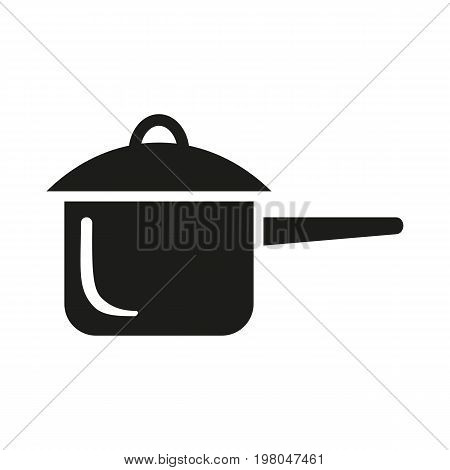 Icon of ladle with cover. Handle, household, lid. Kitchen concept. Can be used for topics like cooking, cuisine, preparing food
