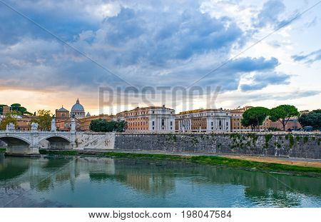 Rome view of Lungotevere Vaticano from S.Angelo bridge