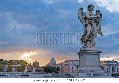 Rome view of Lungotevere Vaticano from S.Angelo bridge