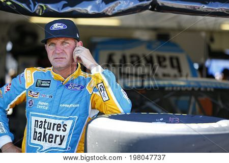 July 29, 2017 - Long Pond, Pennsylvania, USA: Clint Bowyer (14) hangs out in the garage during practice for the Overton's 400 at Pocono Raceway in Long Pond, Pennsylvania.