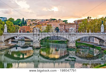 Rome view of Lungotevere Vaticano from S.Angelo bridge