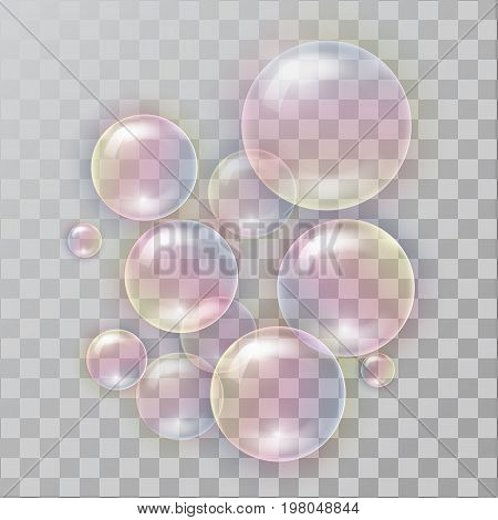 Realistic Soap Bubbles With Rainbow Reflection