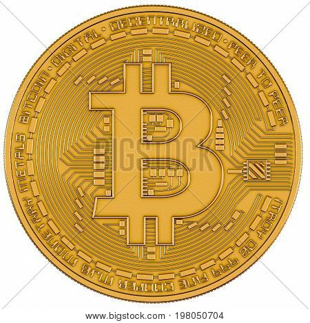Bitcoin gold isolation on white high resolution