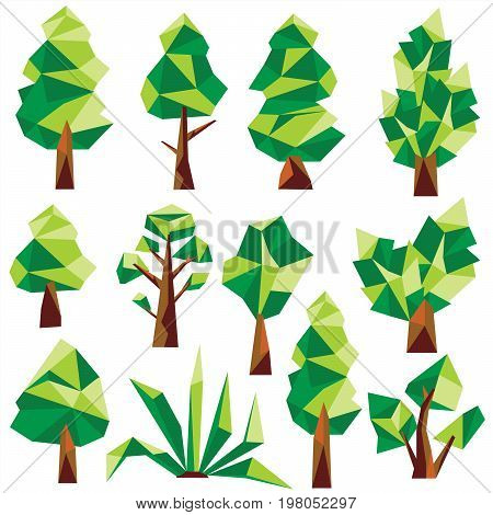 Color vector polygon tree set Clip Art