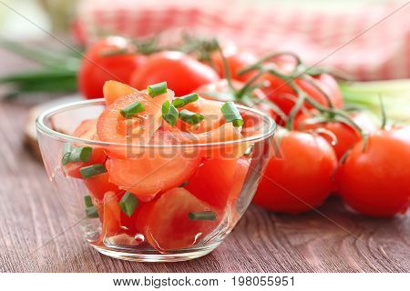 Fresh Salad With Tomatoes And Spring Onion