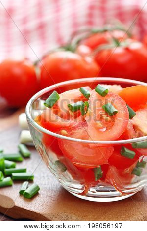 Fresh Salad With Tomatoes And Spring Onion