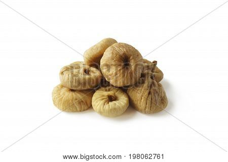 Figs isolated on white background. Dried fruit with copy space for text.
