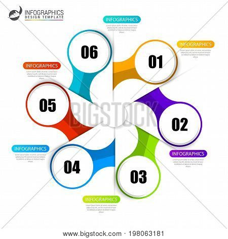 Circle infographics. emplate for diagram graph presentation and chart. Vector illustration with 6 steps