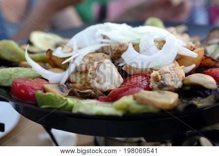 Saj Kebab With Meat And Vegetables