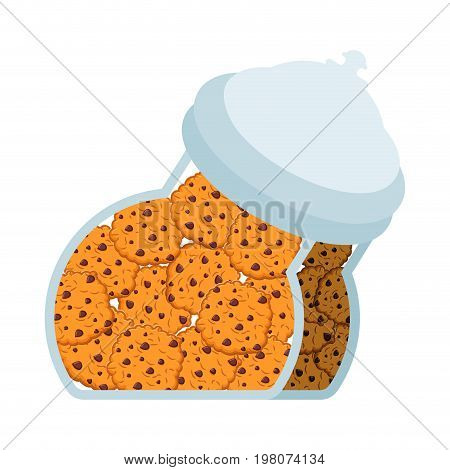 Cookies In Jar Isolated. Oatmeal Cookie In Glass Pot. Biscuit