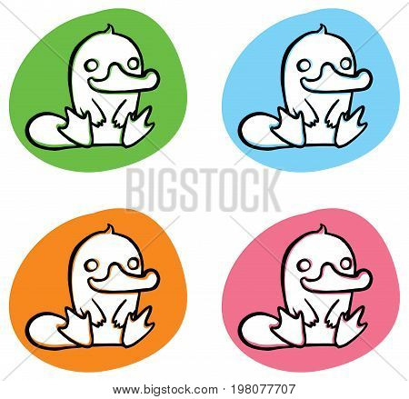 Funny cartoon platypus on colorful back - You can design cards, part of logo, mascot, corporate character and so on. Lively animal character.