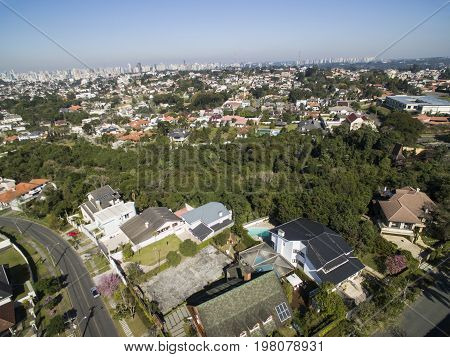 Curitiba, Aerial View Bosque Do Alemao Park. Parana - Brazil. July, 2017