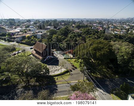 Curitiba, Aerial View Bosque Do Alemao Park. Parana - Brazil. July, 2017