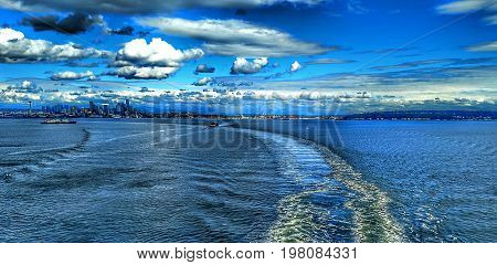Seattle City Skyline Across Puget Sound And Eliott Bay