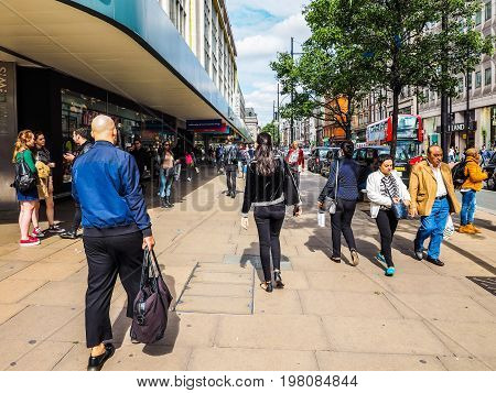 People In Oxford Street In London (hdr)
