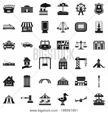 City element icons set. Simple style of 36 city element vector icons for web isolated on white background