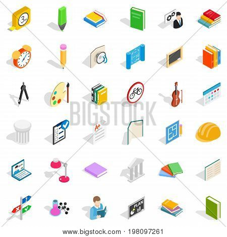 College education icons set. Isometric style of 36 college education vector icons for web isolated on white background