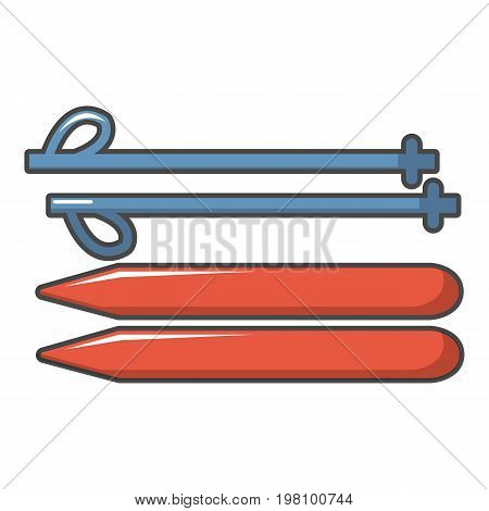 Ski and sticks icon. Cartoon illustration of ski and sticks vector icon for web design