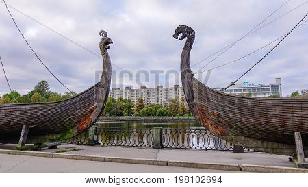 Drakkar (viking Wooden Boat) On The Waterfront