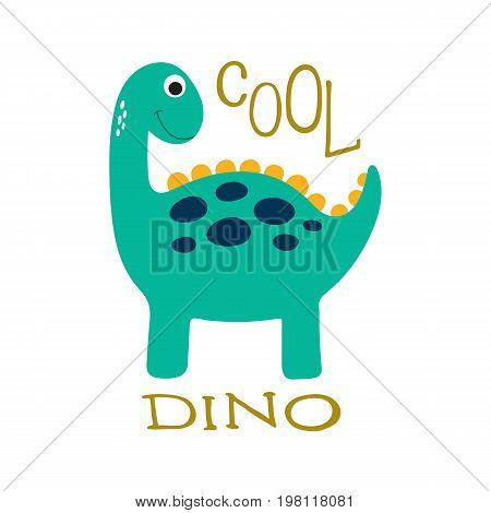 Cute cartoon dino illustration with 