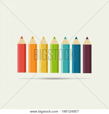 Illustration of colored pencils  set isolated on white background