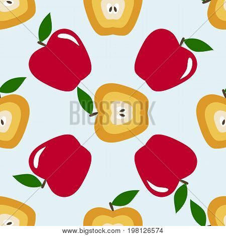 Seamless pattern of beautiful colored apples in vector