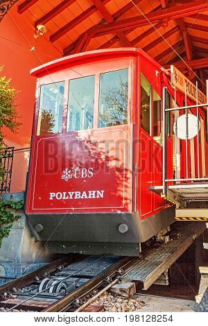 Zurich Switzerland - June 10, 2017: Zurich ropeway summit station 