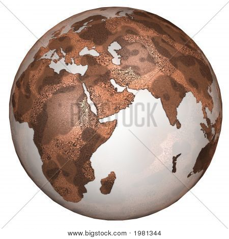 Východ země s texturou rudá planeta