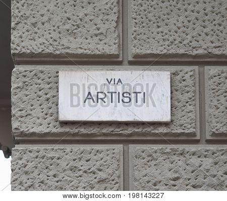 Via Artisti Sign In Turin