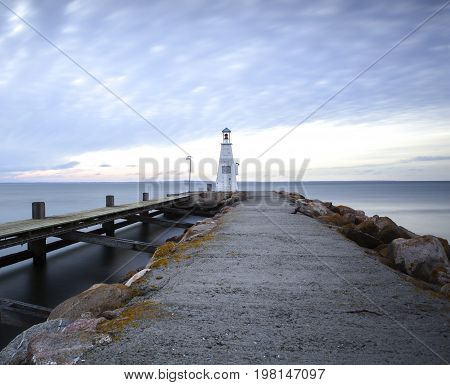 Lighthouse by the water in Bogense, from Denmark