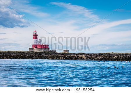Farne Islands Longstone Rock and Lighthouse - Longstone Rock Lighthouse was made famous as the base for Grace Darling's rescue of survivors from a shipwreck