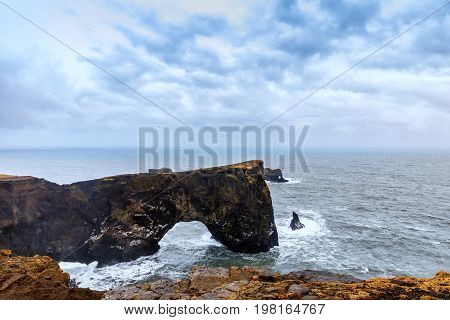 Magnificent Rock Arch At Dyrholaey, Iceland