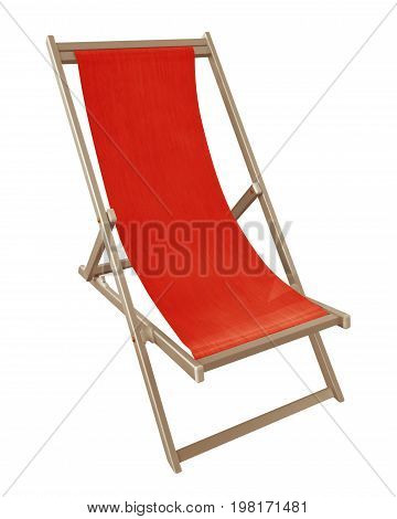 Red deckchair isolated on white. Clipping Path included