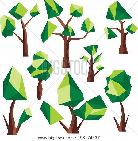 Vector graphic. Polygon image. Green tree Clip Art