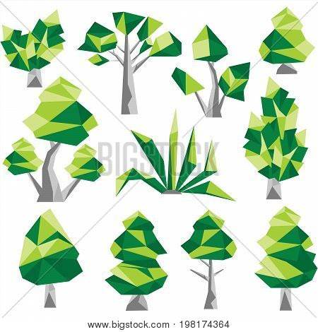 Vector graphic. Polygon image. Green and grey tree Clip Art
