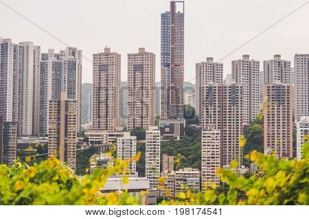 Hong Kong - May, 25, 2017 Toned Image Of Modern Office Buildings In Central Hong Kong