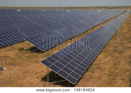 Hugh array of solar pv modules in ukrainian steppe