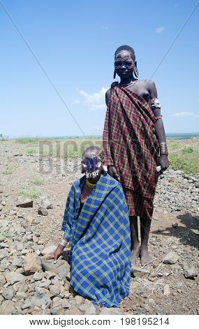 Mursi tribe woman - 05 october 2012 Omo valley Ethiopia