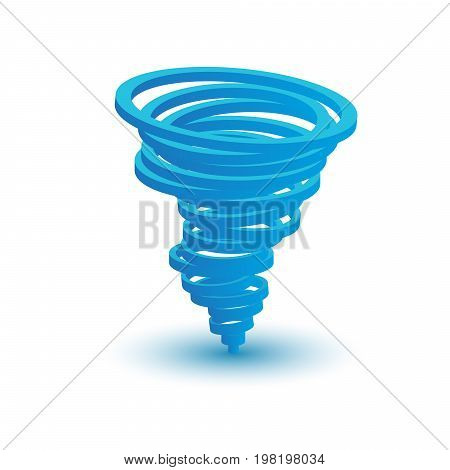 3D tornado symbol made by circles.Vector abstract twister