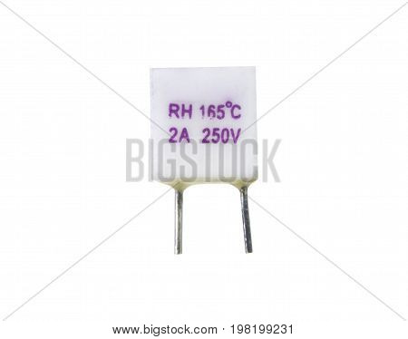 Thermal fuse cut-off for electronics circuit isolated on white background. electronics part concept.