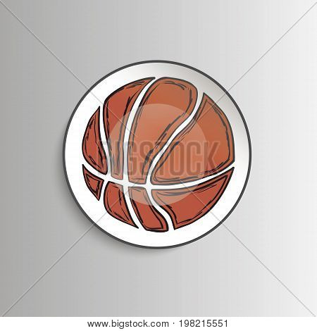 Plate with basketball ball - template for prints fabric. Vector illustration.
