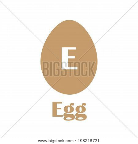 Kids alphabet in flat style. E - Egg. Vector illustration for print, cards and creaive design