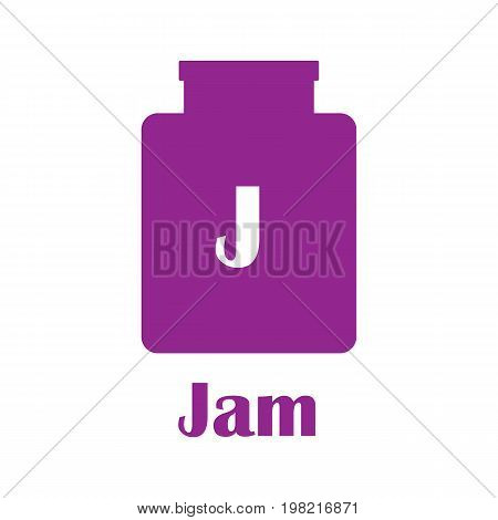 Kids alphabet in flat style. J - jam. Vector illustration for print, cards and creaive design